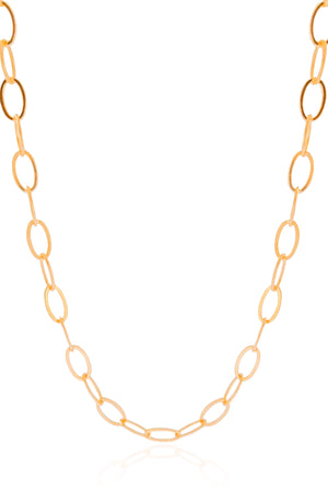 Gargantilha Gravata Elos Ovais Cubo Ponto de Luz Cristal Banhado a Ouro 18K - 45 cm