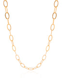 Gargantilha Gravata Elos Ovais Cubo Ponto de Luz Cristal Banhado a Ouro 18K - 45 cm