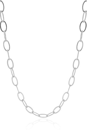 Gargantilha Gravata Ajustável Elos Ovais Cubo Ponto de Luz Cristal Ródio Branco - 45 cm