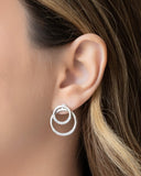 Ear Jacket Argola Dupla Cravejada Cristal Ródio Branco