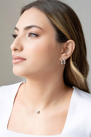 Brinco Argola Click Abaulada Lisa 1.6 cm Ródio Branco