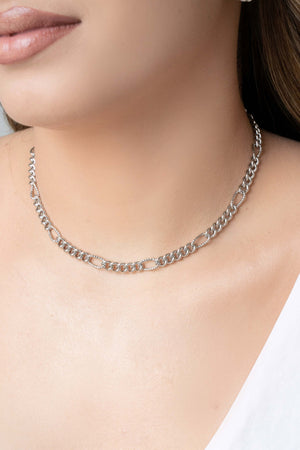 Choker Elos Detalhados Ródio Branco