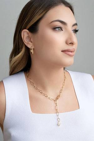 Brinco Argola Entrelaçada Cravejada Cristal 2.2 cm Banhado a Ouro 18K