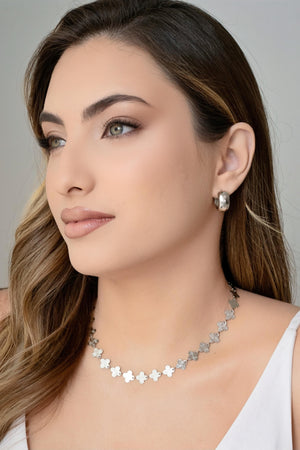 Brinco Argola Click Lisa 1.7 cm Ródio Branco