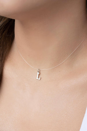 Choker Nylon Letra V Ródio Branco