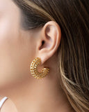 Brinco Argola Tubo Tela 3.1 cm Banhado a Ouro 18K