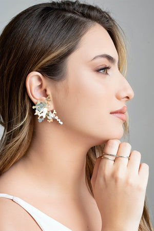 Brinco Orgânico Plaquinhas Mix Banho 5.2 cm Banhado a Ouro 18K