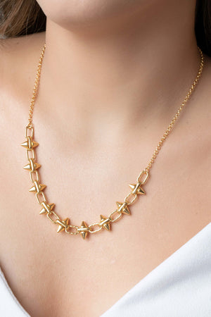 Gargantilha Elos Spike 13 mm Banhado a Ouro 18K - 45 cm