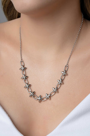 Gargantilha Elos Spike 13 mm Ródio Branco - 45 cm