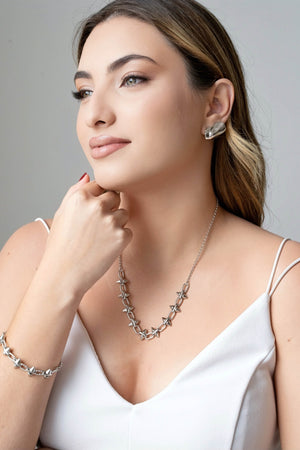 Ear Cuff Orgânico 2.5 cm Ródio Branco