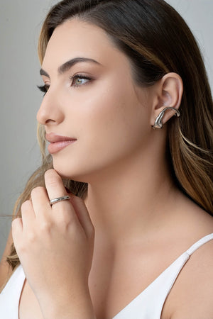 Ear Cuff Orgânico Ródio Branco