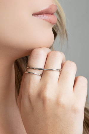 Anel Duplo Filetes Tamanho 16 Ródio Branco