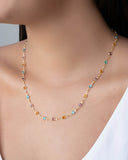 Gargantilha Pontos de Luz Coloridos Banhado a Ouro 18K - 45 cm