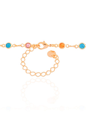 Gargantilha Pontos de Luz Coloridos Banhado a Ouro 18K - 45 cm