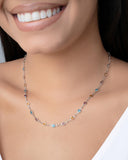 Gargantilha Pontos de Luz Coloridos Ródio Branco - 45 cm