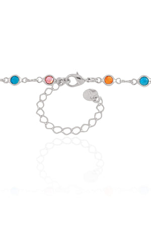 Gargantilha Pontos de Luz Coloridos Ródio Branco - 45 cm