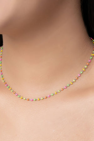 Choker Bolinhas Coloridas 2 mm Ródio Branco