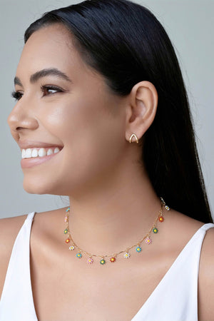 Brinco Argola em V Lisa 1.0 cm Banhado a Ouro 18K