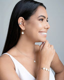 Brinco Argola Click Concha Pérola 2.6 cm Ródio Branco