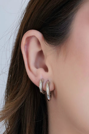 Brinco Argola Click Redonda Lisa 2.0 cm Ródio Branco