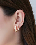 Brinco Argola Click Retangular Cravejado Cristal 1.5 cm Banhado a Ouro 18K