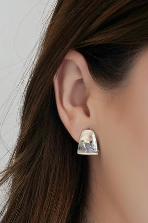 Brinco Argola Achatada Lisa 1.7 cm Ródio Branco