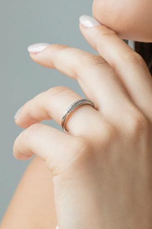 Anel Cravejado Cristal Tamanho 21 Ródio Branco