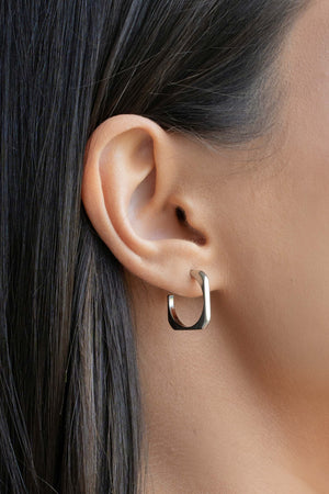 Brinco Argola Quadrada Lisa 1.7 cm Ródio Branco