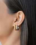 Brinco Argola Click Quadrada Orgânica Lisa 1.9 cm Ródio Branco