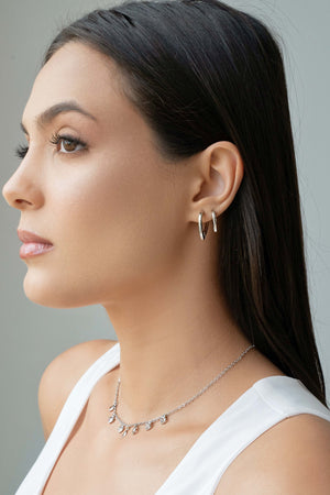 Brinco Argola Click Coração Lisa 1.4 cm Ródio Branco