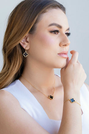 Choker Elos Trevo Preto Banhado a Ouro 18K