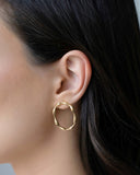 Brinco Oval Orgânico 2.7 cm Banhado a Ouro 18K