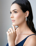 Brinco Argola Pontos de Luz Cristal 3.7 cm Ródio Branco