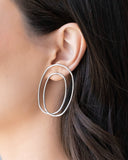 Brinco Fio Oval Duas Voltas 5.0 cm Ródio Branco