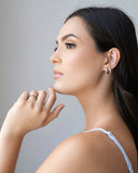 Brinco Argola Click Cravejada Cristal 1.4 cm Ródio Branco