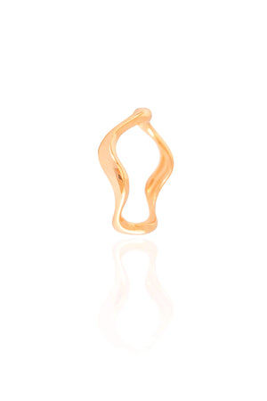 Anel Ondas Liso Tamanho 13 Banhado a Ouro 18K