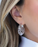 Brinco Argola Detalhada Vazada 2.8 cm Ródio Branco