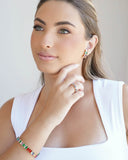 Ear Hook Ovais Coloridos 2.5 cm Banhado a Ouro 18K