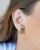 Ear Hook Ovais Coloridos 2.5 cm Banhado a Ouro 18K