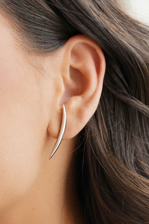 Brinco Fio Abaulado Liso 3.4 cm Ródio Branco