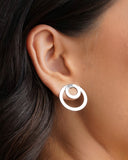 Ear Jacket Círculos Liso Ródio Branco