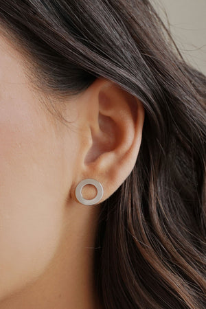 Ear Jacket Círculos Liso Ródio Branco