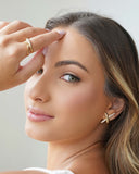 Anel Entrelaçado Cravejado Cristal Tamanho 15 Banhado a Ouro 18K