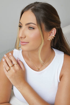 Anel Vazado Quadrado Cristal Tamanho 20 Banhado a Ouro 18K