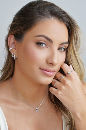 Anel Vazado Gota Cristal Tamanho 18 Ródio Branco