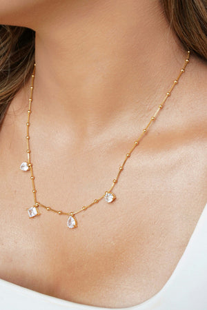 Gargantilha Veneziana Bolinhas Geométricos Cristal Banhado a Ouro 18K - 45 cm