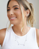 Gargantilha Veneziana Bolinhas Geométricos Cristal Ródio Branco - 45 cm