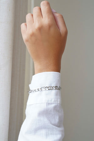 Pulseira Malha Piastrine 7 mm Ródio Branco