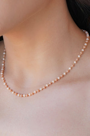 Choker Bolinhas Pêssego e Salmão 3 mm Banhado a Ouro 18K