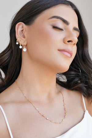 Brinco Argola Click Ponto de Luz Cristal 2.5 cm Banhado a Ouro 18K